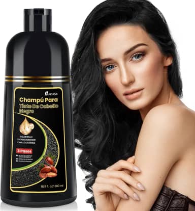 KAISASA Xampu Tintura Preto 3 em 1 – Shampoo Instantâneo 500ml, Com Ingredientes Herbais, Cobre Cabelos Brancos em Minutos, Para Homens e Mulheres