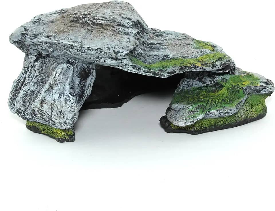 Tocas de Rochas para Peixes e Répteis de Médio Porte | Ornamento de Resina Atóxica para Aquários e Terrários | Pintura Artesanal (G)
