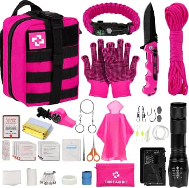 vioview Kit De Sobrevivência De Emergência E Kit De Primeiros Socorros, Kit De Autodefesa, Kit De Segurança Para Mulheres Com Bolsa Molle Tática, Presentes Para Mulheres, Aventura Ao Ar Livre, Acampam