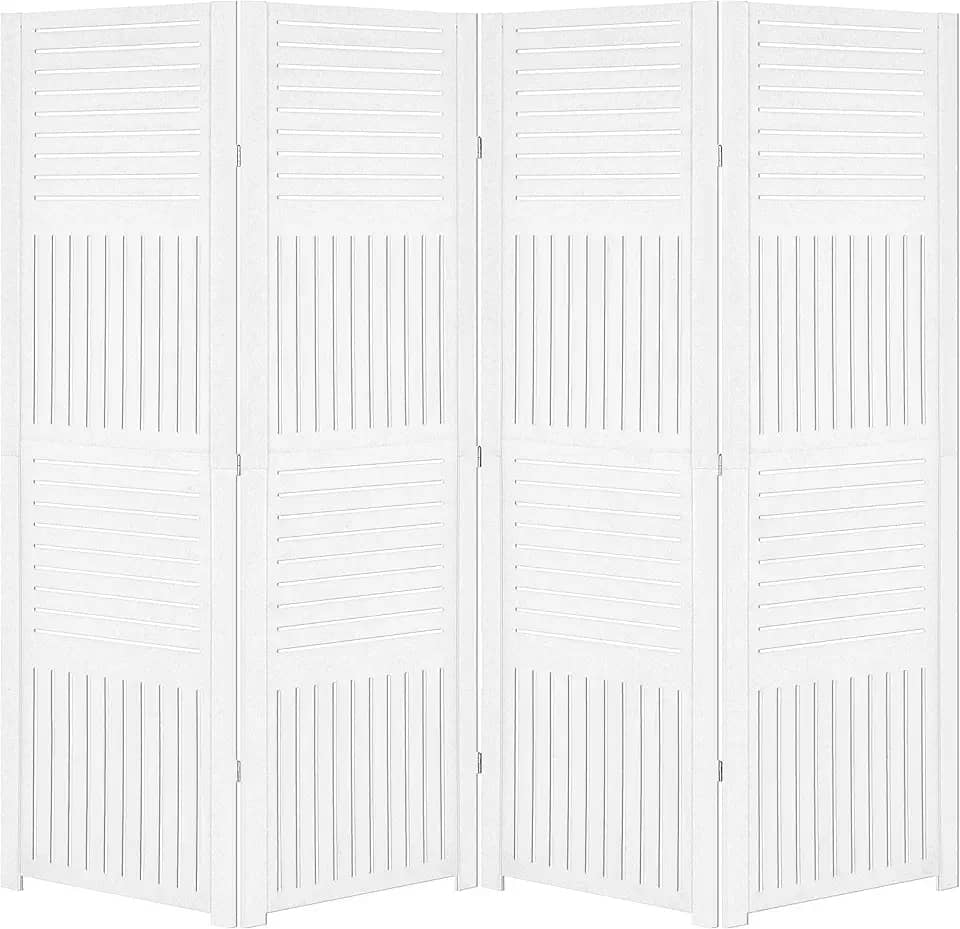 Biombo Pintado Divisoria Separador de Ambiente MDF Preto ou Branco (Branco, 4 Horizontal Vertical)