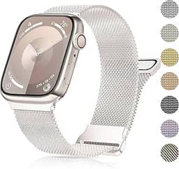 Compatível com 38 mm, 40 mm, 41 mm, 42 mm, 44 mm, 45 mm, 49 mm, malha de aço inoxidável para Ultra 2/Ultra Series 9/8/7/6/5/4/3/2/1/SE