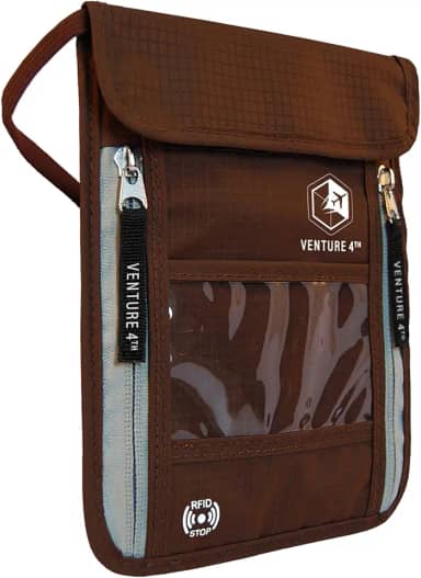 Carteira de pescoço de viagem com bloqueio RFID – Bolsa de pescoço para passaporte para homens e mulheres para manter documentos seguros