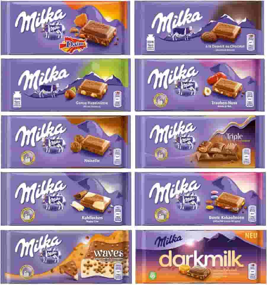 Kit 8 Chocolates Barra Milka 100g Importado - Vários Sabores