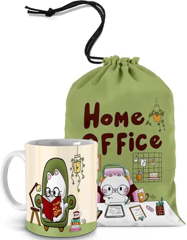 Caneca Para Amantes De Livros, Café E Gatos! Saquinho Para Caneca