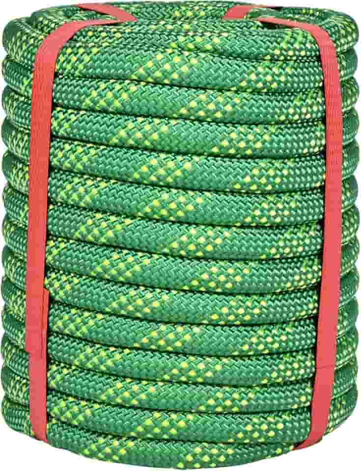 Lopevex Corda de Escalada de 1/2' 50 Pés Verde-48 Fios para Escalada Em Árvores, Corda de Arborista de 1/2 Pol., Corda de Rapel, Corda Trançada de Poliéster E Nylon Estática, Corda de Touro para Puxar