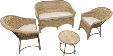 Conjunto Sofá Fibra Sintética Palha Natural Jardim Varanda Área Externa