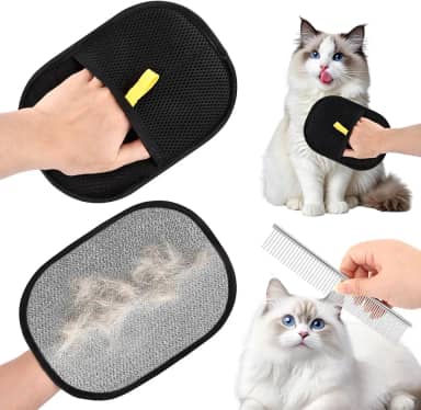 Luva de remoção de pelos de animais de estimação para gatos e cães, luvas de dupla face para pelos de animais de estimação, removedor de pelos de animais de estimação reutilizável para tapete, sofá