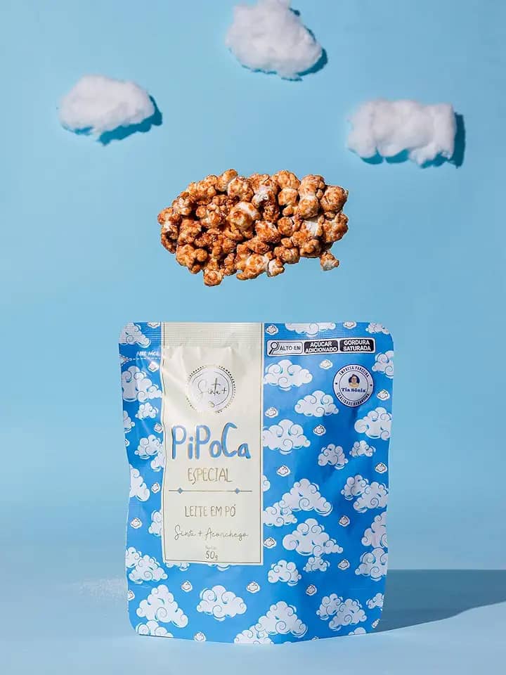 Pipoca Leite em Pó Sinta+ - Pacote 50g, Pipoca Cremosa e Crocante, Sem Glúten e Corantes Artificiais