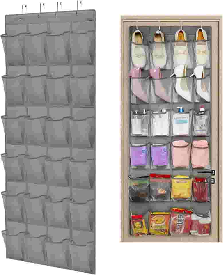 Sapateira de Porta, Sapateira Organizadora de Porta, Organizador de Sapatos, Porta Sapato, Sapateira Transparente Pendurável, Sapateira Vertical (Cinza Escuro)