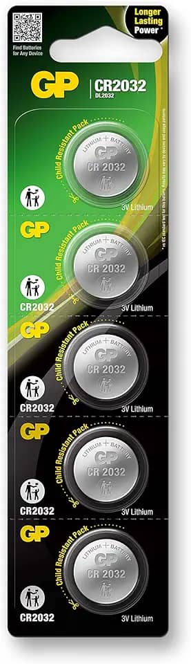 Bateria Tipo Moeda GP Lithium 3V 220mAh, Blister com 5 unidades (CR2032-C5)