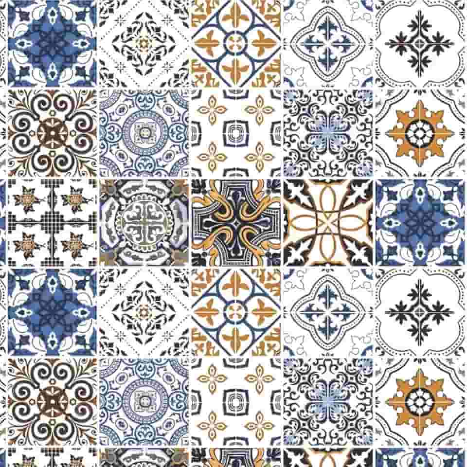 Papel de Parede Adesivo Lavável Para Cozinha Banheiro Azulejo Diversos Modelos Rolo 1m Azulejo:AJ006