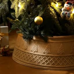 VioraWhite Colar de árvore de Natal de 71 cm de malha grossa neutra para árvore de Natal, saia e cesta, colar para Natal, casa, fazenda, escritório, decoração de férias, presente (café)