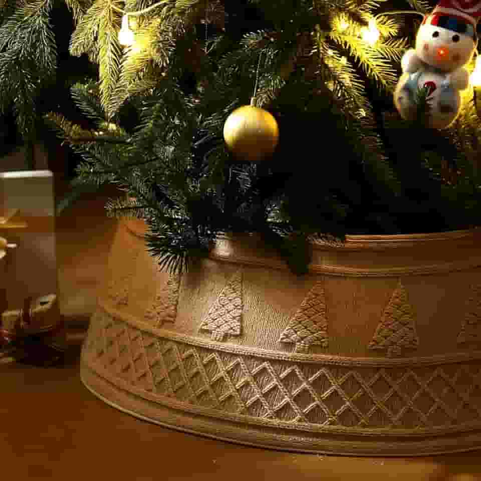 VioraWhite Colar de árvore de Natal de 71 cm de malha grossa neutra para árvore de Natal, saia e cesta, colar para Natal, casa, fazenda, escritório, decoração de férias, presente (café)