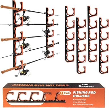 Suporte de vara de pesca para garagem, suporte de vara de pesca H5 montado na parede ou no teto com almofada protetora macia, organizador de armazenamento de vara de pesca, armazenamento horizontal de