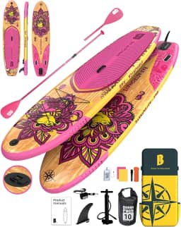BAX ASTRONAVE 10'6''/11'x30''/32''x6'' Prancha inflável de stand up paddle prancha estável para adultos com acessórios duráveis mochila bomba guia ajustável kit de reparo premium raquete