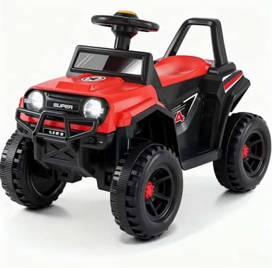 Jipe Elétrico Infantil 6V Off-Road com Rodas Grandes URBANIUS, Luzes, Buzina e Som, Aceleração por Pedal, Certificação INMETRO, 1 a 4 Anos, Até 30 kg