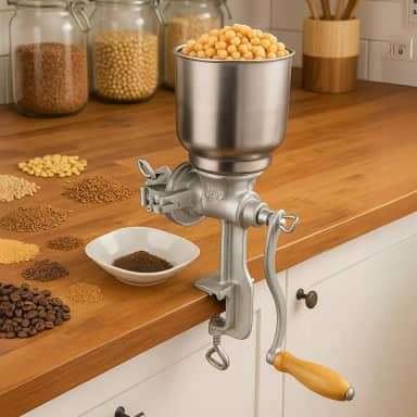 Moinho Manual de Ferro Fundido para Grãos Café Milho e Cereais com Moagem Regulável