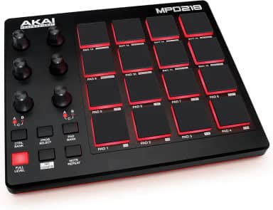 AKAI Professional MPD218 | Controlador USB/MIDI de 16 teclas com teclas MPC, 6 botões designáveis, Software de produção incluído