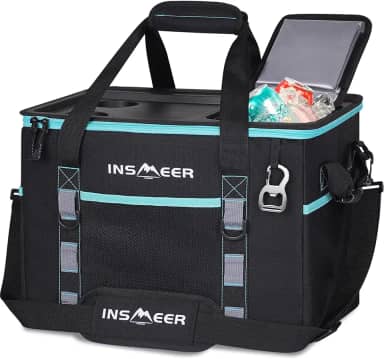 INSMEER Bolsa Termica Grande de Capota Rígida com 2 Porta-Copos, Saco Refrigerador Dobrável - 70 latas, À Prova de Vazamentos/Portátil Cooler Termico para Praia, Acampamento, Churrasco, Eventos