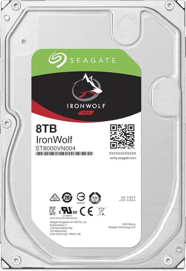 Seagate HD IRONWOLF NAS 8TB 3.5 SATA 7200 RPM 256CACHE, 1' x 4' x 5.8', ST8000VN004