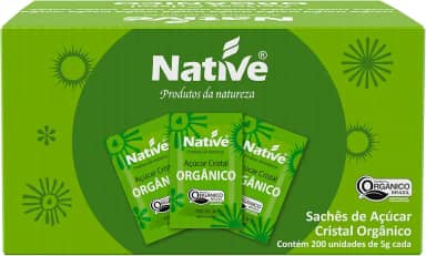 Açúcar Cristal Orgânico Native com 200 Sachês de 5 g