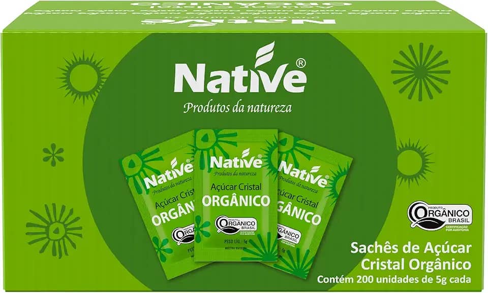 Açúcar Cristal Orgânico Native com 200 Sachês de 5 g