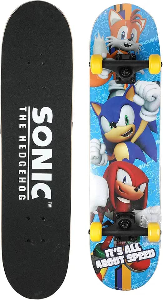 Skate completo de 78,7 cm para deslocamento, cruzeiro e truques, ótimo para crianças e adolescentes, Sonic