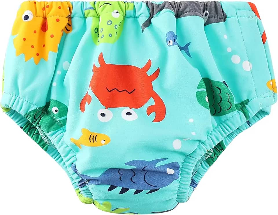 Pulpo Fralda de Piscina Reutilizável Bebê 6 a 24 Meses (Azul Bichinhos do Mar, 18 meses)