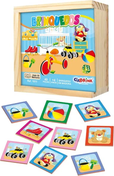 Ciabrink 1011, Memória Brinquedos 40 Peças em Madeira