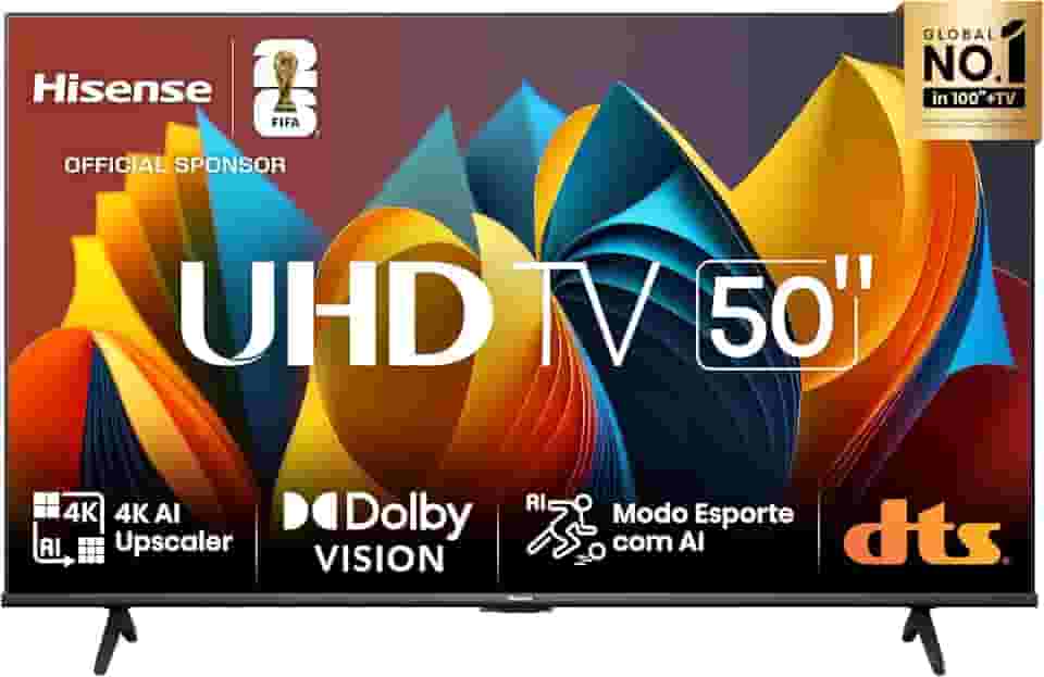 Hisense Smart TV UHD 4K DLED 50' Polegadas 50A6K com HDR10+ Dolby Vision Game Mode Controle por Voz Alexa Built-In AirPlay