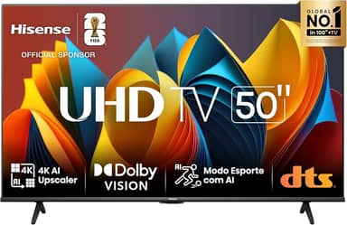 Hisense Smart TV UHD 4K DLED 50" Polegadas 50A6K com HDR10+ Dolby Vision Game Mode Controle por Voz Alexa Built-In AirPlay
