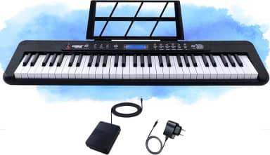 Teclado Musical Kobe KB-300 5/8 61 Teclas com Sensibilidade ao Toque com Pedal Sustain