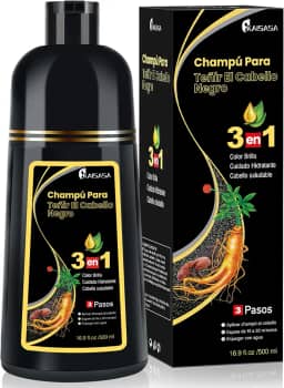 KAISASA Shampoo de tintura de cabelo 3 em 1 shampoo, 500ML de grande capacidade instantâneo para cabelo tintura de cabelo ingredientes herbais para mulheres e para homens e mulheres cobre cabelos brancos tintura de cabelo cinza em minutos PRETO