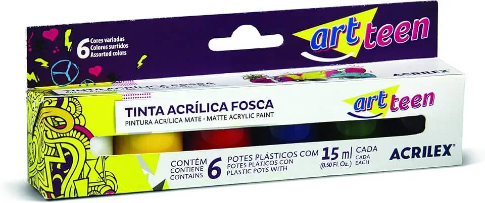 Acrílica Fosca Conjunto com 6 Cores, Acrilex, 035060000, Multicor