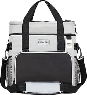 INSMEER Bolsa Térmica,Bolsa Cooler Dobrável Com Abridor De Bottel 100% À Prova De Vazamento, Cooler Isolada Para Acampamento Para Piquenique Na Praia, 40 Latas Grande, Cinza