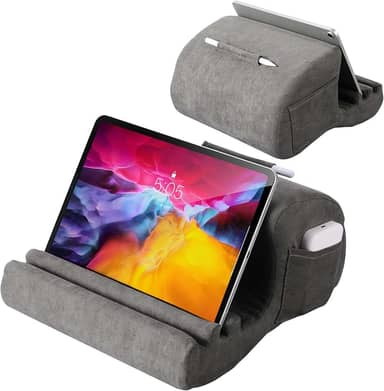 CreaDream Suporte Para Tablet, Almofada Ipad, Cama, Colo E Mesa Com 3 Ângulos De Visão, Acessório Compatível Kindle 4 A 13 Polegadas, Galaxy Tab, Leitor Eletrônico (Cinza)
