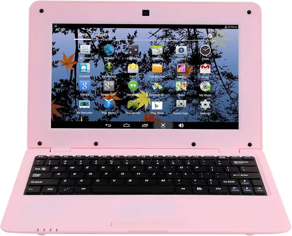 Goldengulf Versão 2025 portátil de 10,1 polegadas, 8 GB, laptop, PC, Quad Core, Android 6.0, mini netbook, notebook fino e leve, YouTube Player Flash (cor-de-rosa)