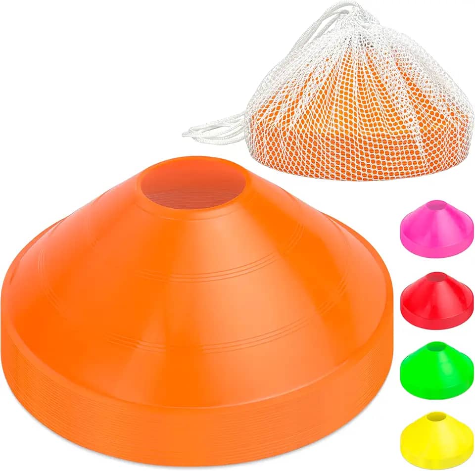 GoSports Cones esportivos premium para treinamento de agilidade e exercícios - pacote com 20 com bolsa - laranja