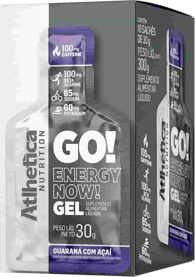 Atlhetica Nutrition GO! ENERGY NOW GEL (10 sachês de 30g) Guaraná com Açaí, Multicolorido.