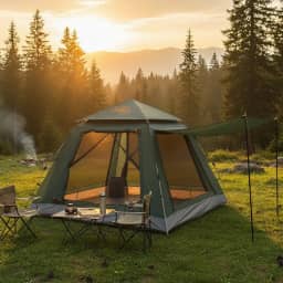 Barraca de Camping 2-4 Pessoas Impermeável Automática com Mosquiteiro, ComVobertura e Proteção Solar Dobrável Camping Equipamentos,Dobrável