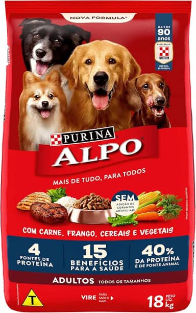 Purina Alpo Ração Alpo Para Cães Adultos Sabor Carne Grelhada Com Vegetais - 18Kg Purina - Sabor Carne