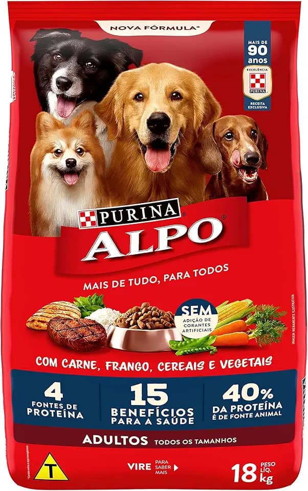 Purina Alpo Ração Alpo Para Cães Adultos Sabor Carne Grelhada Com Vegetais - 18Kg Purina - Sabor Carne