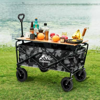 Carrinho de Transporte Dobrável 150kg, Resistente e Portátil para Serviço Pesado (Camuflado Cinza)