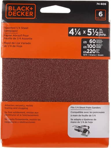 BLACK+DECKER Variedade de lixas, folha de 6 mm, pacote com 6 (74-606)