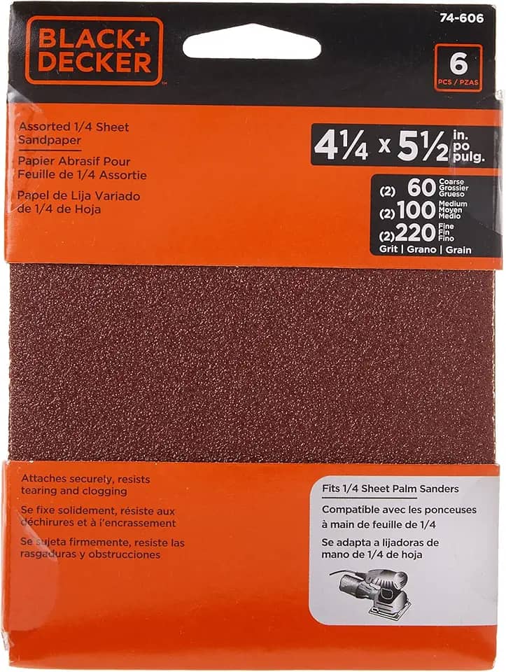 BLACK+DECKER Variedade de lixas, folha de 6 mm, pacote com 6 (74-606)