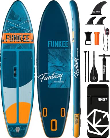 Prancha de stand up paddle inflável extra larga de 11'×34"×6", prancha de sup com barbatanas removíveis, mochila, remo flutuante, trela de segurança, capa de telefone flutuante para a