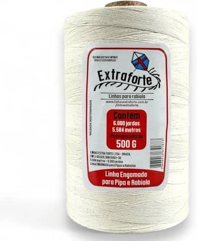 Extraforte Linha para Pipa e Rabiola, 6000 Jardas, 5584 Metros, 500g, Branco
