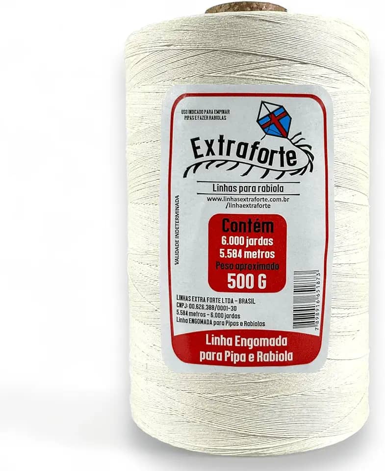 Extraforte Linha para Pipa e Rabiola, 6000 Jardas, 5584 Metros, 500g, Branco