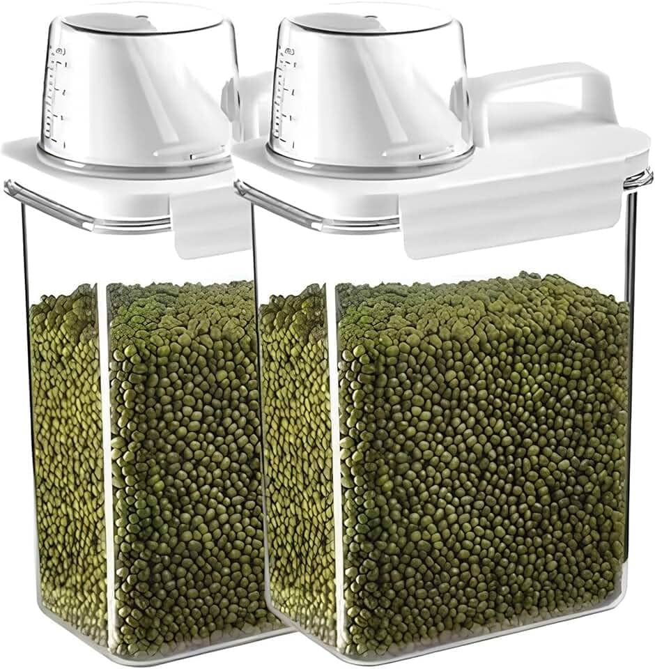 Pote Hermético Dispenser 2,5L com Tampa com Trava e Copo Medidor BPA Free Premium – Ideal para Armazenar Sabão em Pó, Arroz, Grãos e Mantimentos, Organização Completa da Cozinha