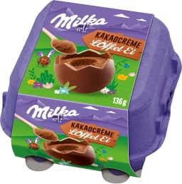 Ovo de Páscoa de Colher Milka Spoonable Creme de Cacau 136g (4 unidades de 34g cada) + Colher de Madeira